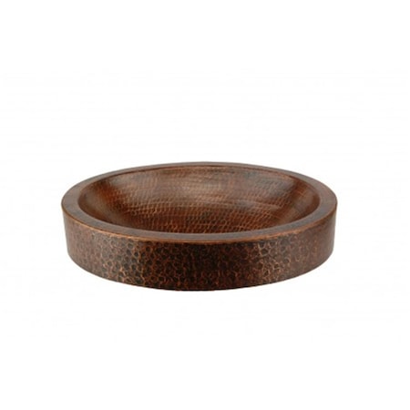 Premier Copper Products Premier Copper Products VO17SKDB 17 in. Compact Oval Skirted Vessel Hammered Copper Sink VO17SKDB